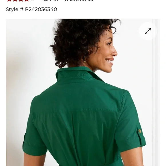 Talbots Green ☘️ POPLIN UTILITY SHIRTDRESS Size 16 ☘️ - Picture 6 of 8